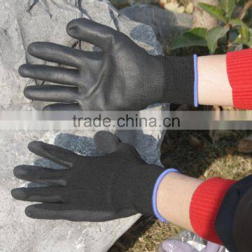 NMSAFETY EN388 13g PU gloves black nylon liner PU safety gloves strong abrasion performance