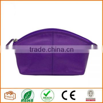 Leather Cosmetic Pouch Purple