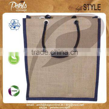 PP Laminated Three Bottle Jute Wine Bag Rope Handle photo-2