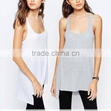 100%Cotton Sexy Women Stringer Vests With Stepped Hem