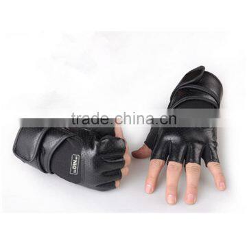 Wrist Wrap Strap Weight Lifting Gym Gloves Leather Strength Men Women photo-2