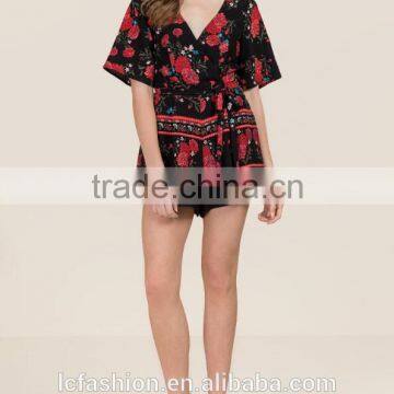 Short Sleeve Latest Fashion Customize Floal Romper Women photo-5