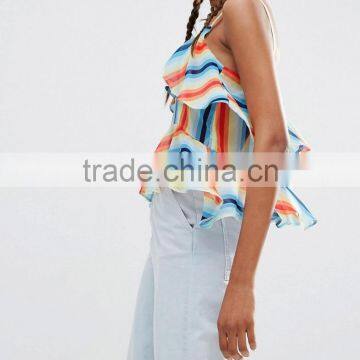 Tiered Cami In Rainbow Stripe Tank Tops photo-3