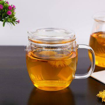 Glass cup kungfu tea cup three part glass mug filter glass cup coffee mug milk cup juice cup for hotel and resturant