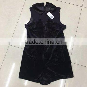 Women branded velvet sexy black jumpsuit