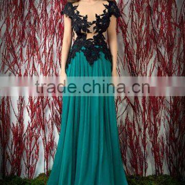 high quality chiffon flower high neck popular arab style dress