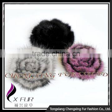 CX-A-26 Wholesale Handmade Genuine Mink Fur Flower Brooch Pin photo-3