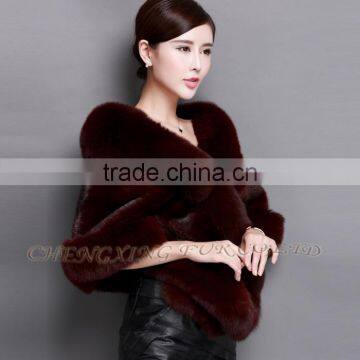 CX-B-M-05G Ladies' Genuine Mink Vintage Elegant Ladies Fur Cape Shawl For Party photo-4