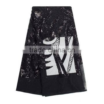 Fashionable French Gold Sequins Tulle Lace 3D Textile Lace Fabric photo-3