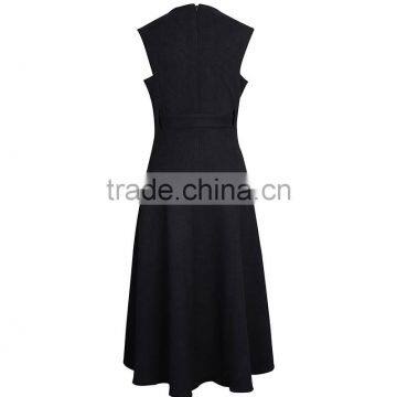 Guangzhou Wholesale Good Design Best Sale Latest Fashion Black Sleeveless Elegant Women Smart Casual Dress 2017 photo-4