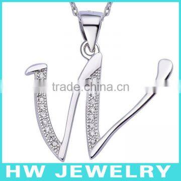 Letter W Necklace Silver 925 Z Cubic Zirconia Necklaces