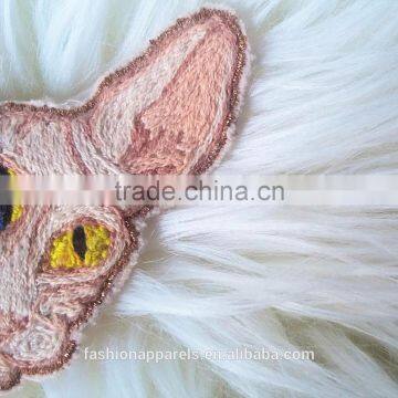 Custom Hand Made Hairless Cat Embroidered Patch for Clothes Embroidery Patch Made in China Choose Size/color photo-3