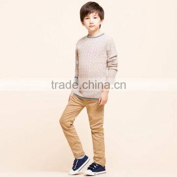 cable knitted swearter O neck cashmere sweater for children