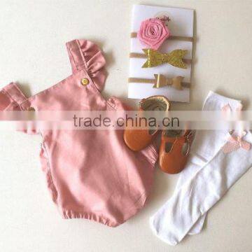 Boutique Style Newborn Baby Clothes Infant Plain Blue Bodysuit Baby Cotton Frocks Designs Toddler Romper photo-2