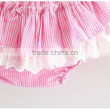 One Year Old Female Baby Dress Children Dresses 2017 Short Sleeve Princess Dress Vest Skirt Match Ruffled Bloomer photo-6