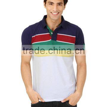 colorful striped print polo shirt with raglan short sleeve