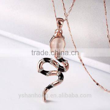 Rose Gold Plated Snake Pendant Necklace photo-4
