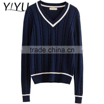 Popular Girl v-neck school uniform knit pullover for high school students