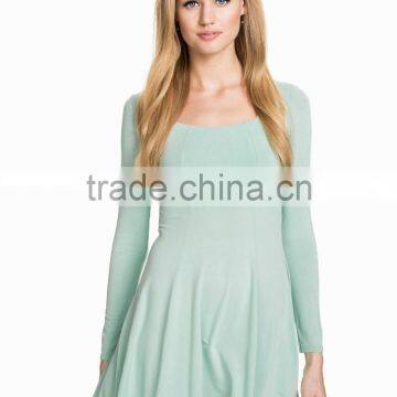 High Quality Long Sleeve Round Neck Skater Dress Cheap Jersey Dress photo-2