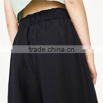 Cord Culottes Asymmetric Slacks Women Black Dress Pants photo-5