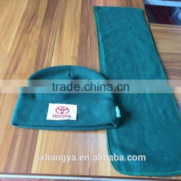 polyester polar fleece winter beanie hat and scarf wholesale