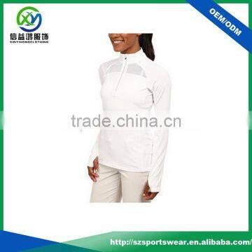 2016 Latest Design White Color Ladies Thumb Hole Cuffs Dry Fit Material Running Hoodies /Sports Pullover With Good Stretch photo-2