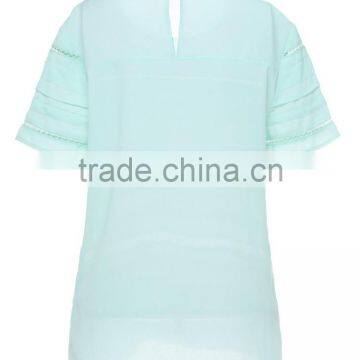 Womens Oem Serrvice Lace and Chiffon Combined Loose High Quality Shirt/blouse Wholesale photo-3