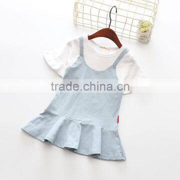 Modern Summer Plain Baby Girl Falbala Vest Suspenders Skirts photo-5