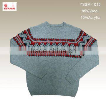 Jacquard sweater 85%Wool 15%Acrylic men's fashion sweater