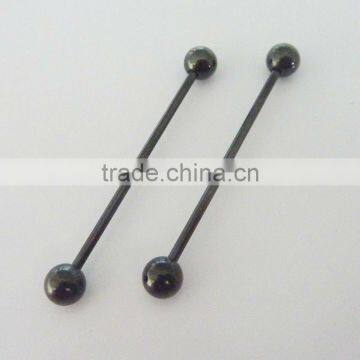 Wholesale New Hot Charm 14G 316L Surgical Stainless Steel plate anodized black piercing industrial barbell tongue ring