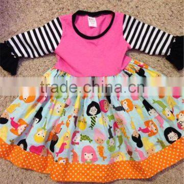 Black to School Cute Children Boutique Dress for Fall Little Gril Ruffle Ploka Dot Dress photo-2