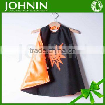 Cheap satin polyester pumpkin cape for halloween party for kids