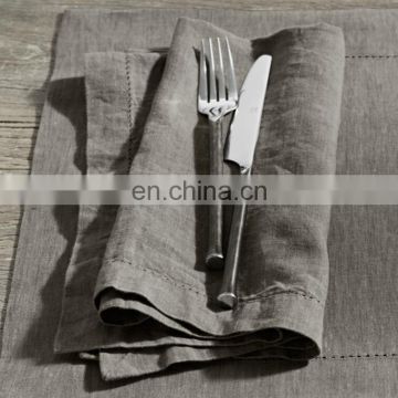 stone washed pure linen napkins/placemat with dot hemstitch in many colors