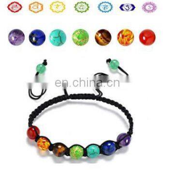 7 Chakra Natural Stone Yoga Bracelet Handmade Braided Rope Healing Beads Bracelet