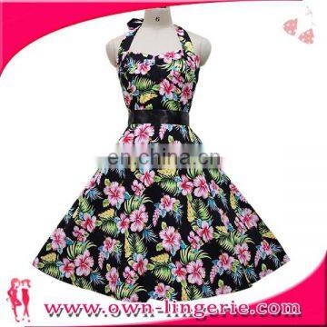 Ladies Lace Dress Summer New Fashion Dress Vintage Printed Elegant Ladies Vest Dresses