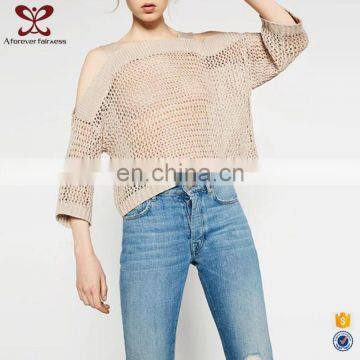 New Deisgn Girl Sweater Hollow Out Off Shoulder Knitted Sweater Women 2016 Design For Fashion Lady