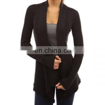 Laides Winter long sleeves Knitted sweater cardigan with rib details