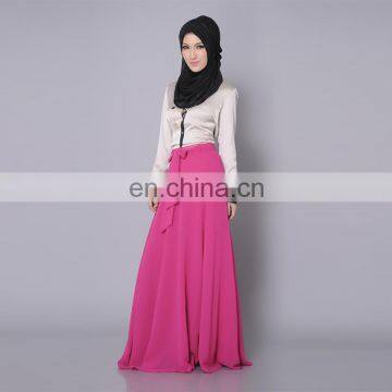 Fashion Pink chiffion plain muslim dress islamic long skirt