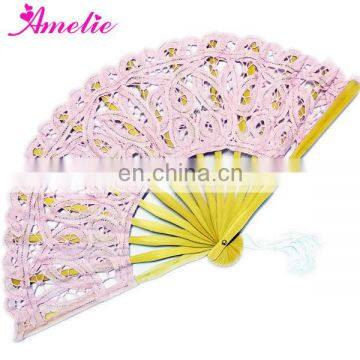 20cm Pink gift hand fans wood spanish fan