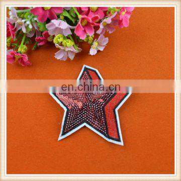 new design sew on embroidery patch/applique with sequin star design custom for garment