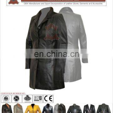 Long ladies leather coat/jacket, imported sheep skin, full sleeves