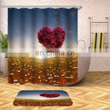 I@home Pastoral Hot Air Balloon Romantic Sea of Flower Custom Shower Curtain Bathroom Printing