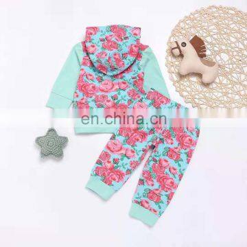 Bulk Wholesale Bebe Clothing Sets Designer Little Floral Hooded Sweatsuit photo-2