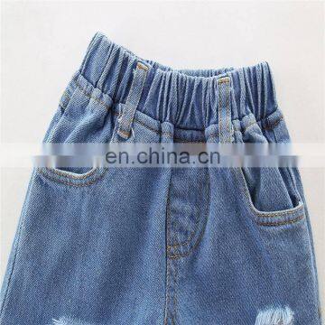 Usa Clothing Boutique Summer Girls off Shoulder Top With Ripped Jeans Pants and Headband 3pcs Girl Clothing Sets photo-5