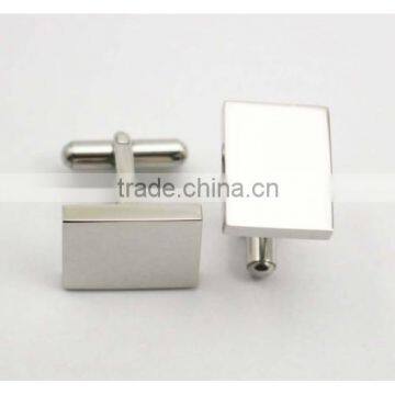 Mans Jewelry Stainless Steel Plain Rectangular Shiny Blank Cufflink High Quality photo-5