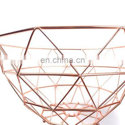 Fruit Basket Bowl Storage Tray Container Kitchen Round Iron Wire Gold Metal Fruit Basket photo-5