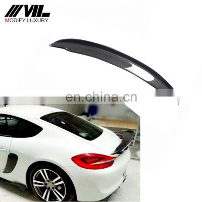 Carbon Fiber Car Racing Rear Spoiler Wing Lip for Porsche Cayman Boxster 981 GT4 Black