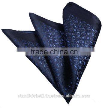 Dark Blue Pairsley Custom Pocket Square, Manufactoring Hankercheif,