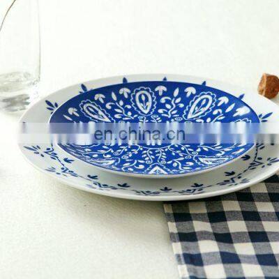 Jingdezhen Ceramic Tableware Set Household Blue and White Blue Color Western Steak Plate