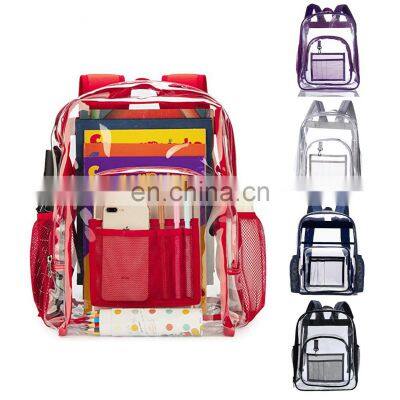 Wholesale Waterproof Large Capacity, Knapsack Pvc Transparent Set Large Clear School Backpack/